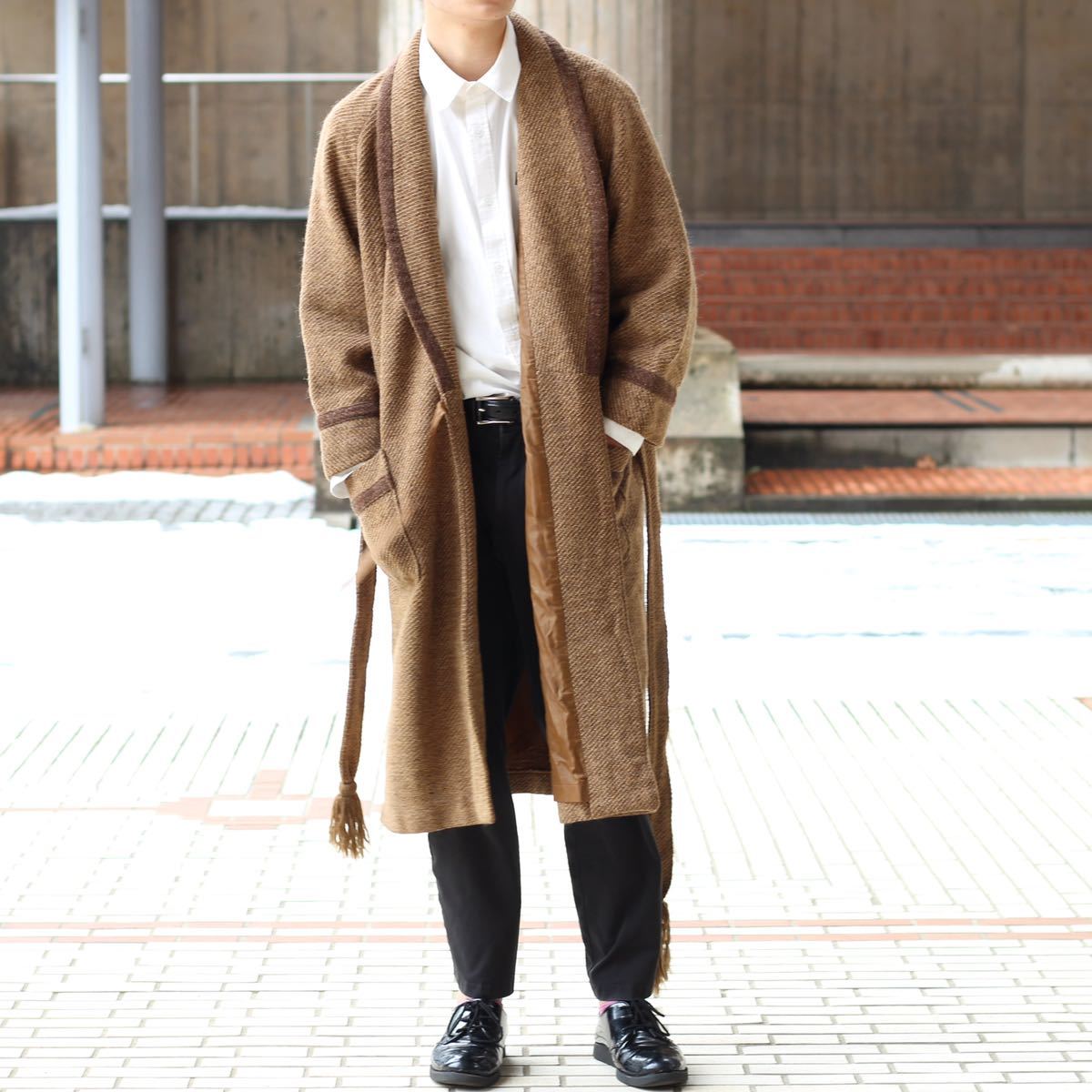 RETRO VINTAGE TWEED LONG GAWN COAT/レトロ古着ツイードロングガウンコート