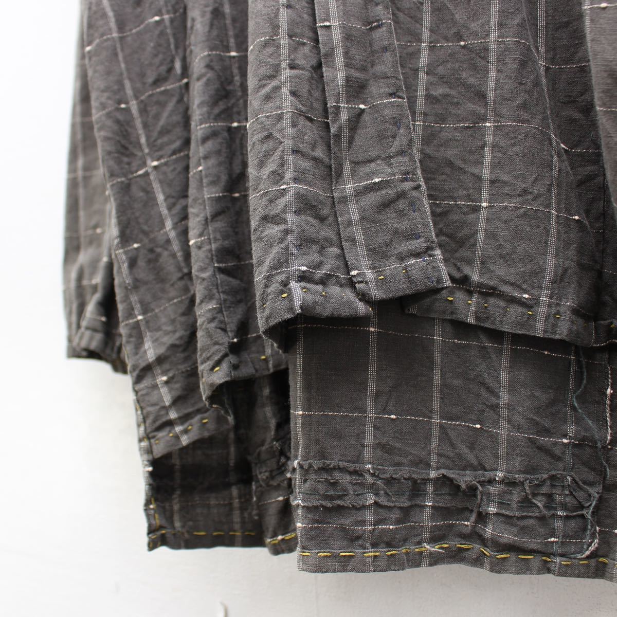 JAPANESE WAFUKU REMAKE CHECK PATTERNED SHIRT/和服リメイクチェック