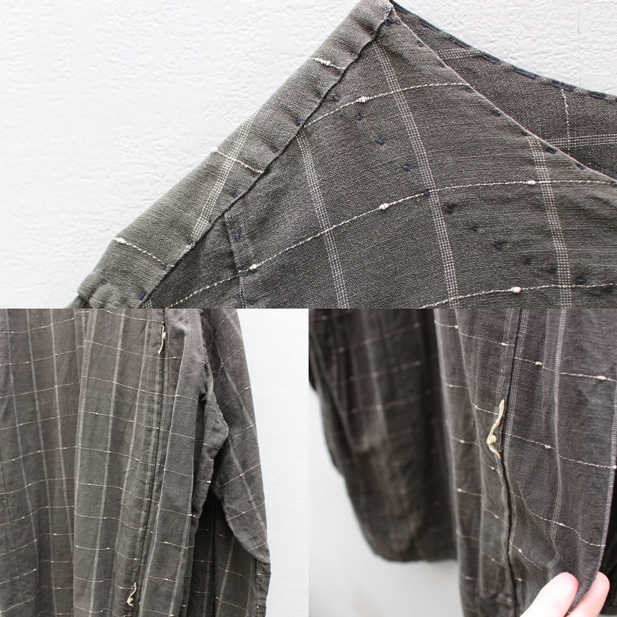 JAPANESE WAFUKU REMAKE CHECK PATTERNED SHIRT/和服リメイクチェック