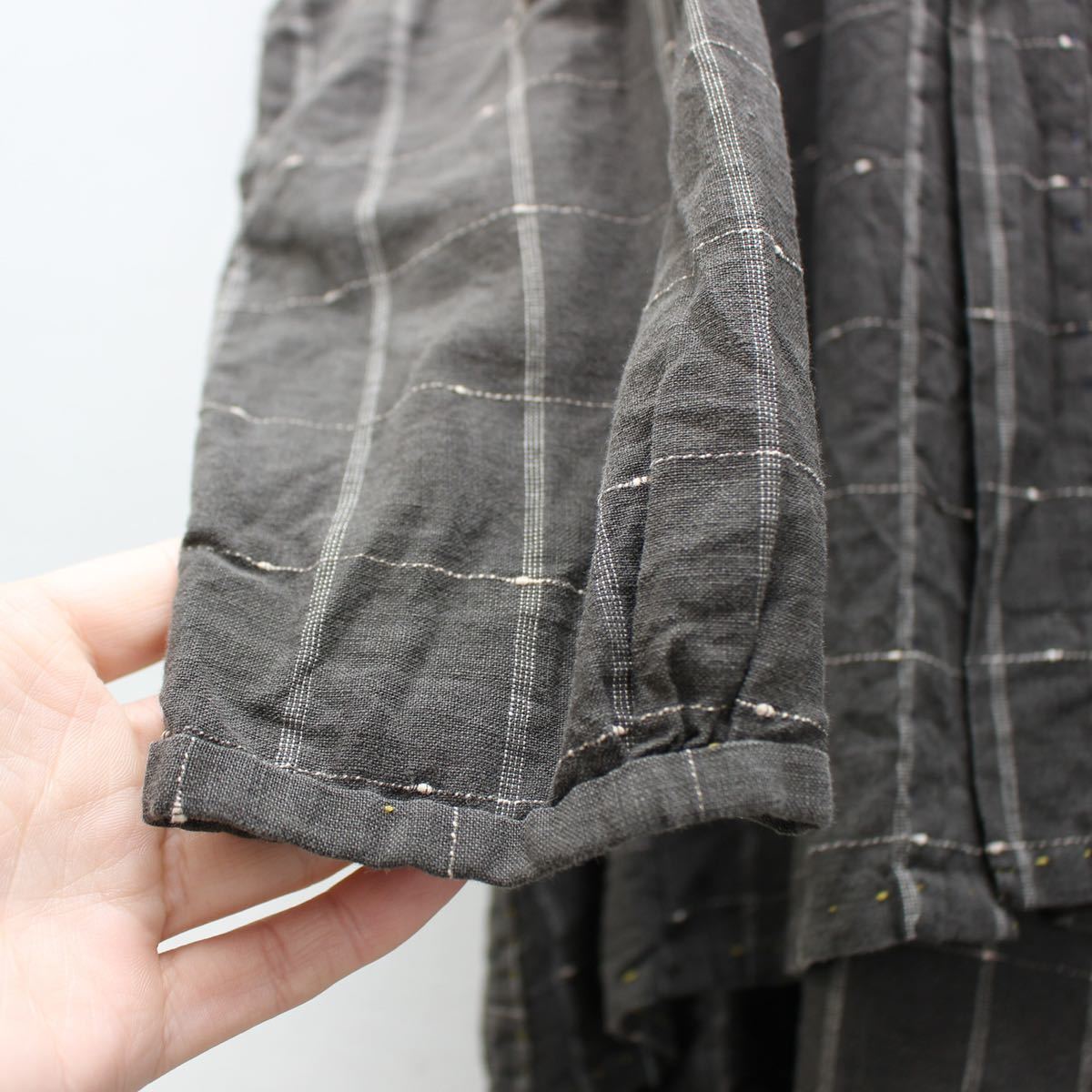 JAPANESE WAFUKU REMAKE CHECK PATTERNED SHIRT/和服リメイクチェック