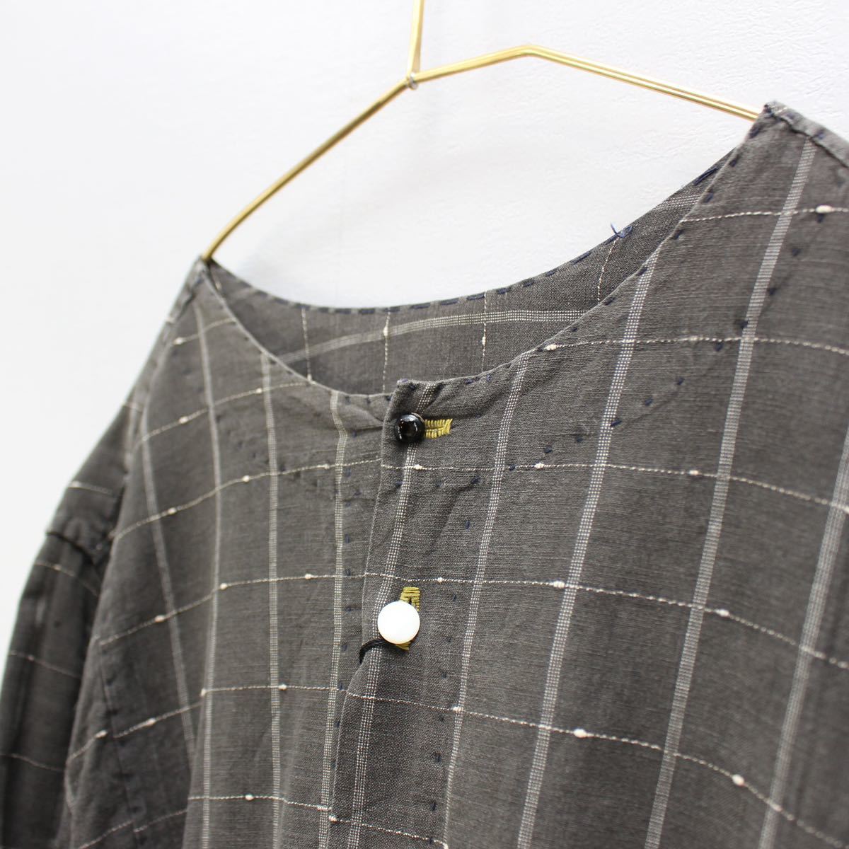 JAPANESE WAFUKU REMAKE CHECK PATTERNED SHIRT/和服リメイクチェック