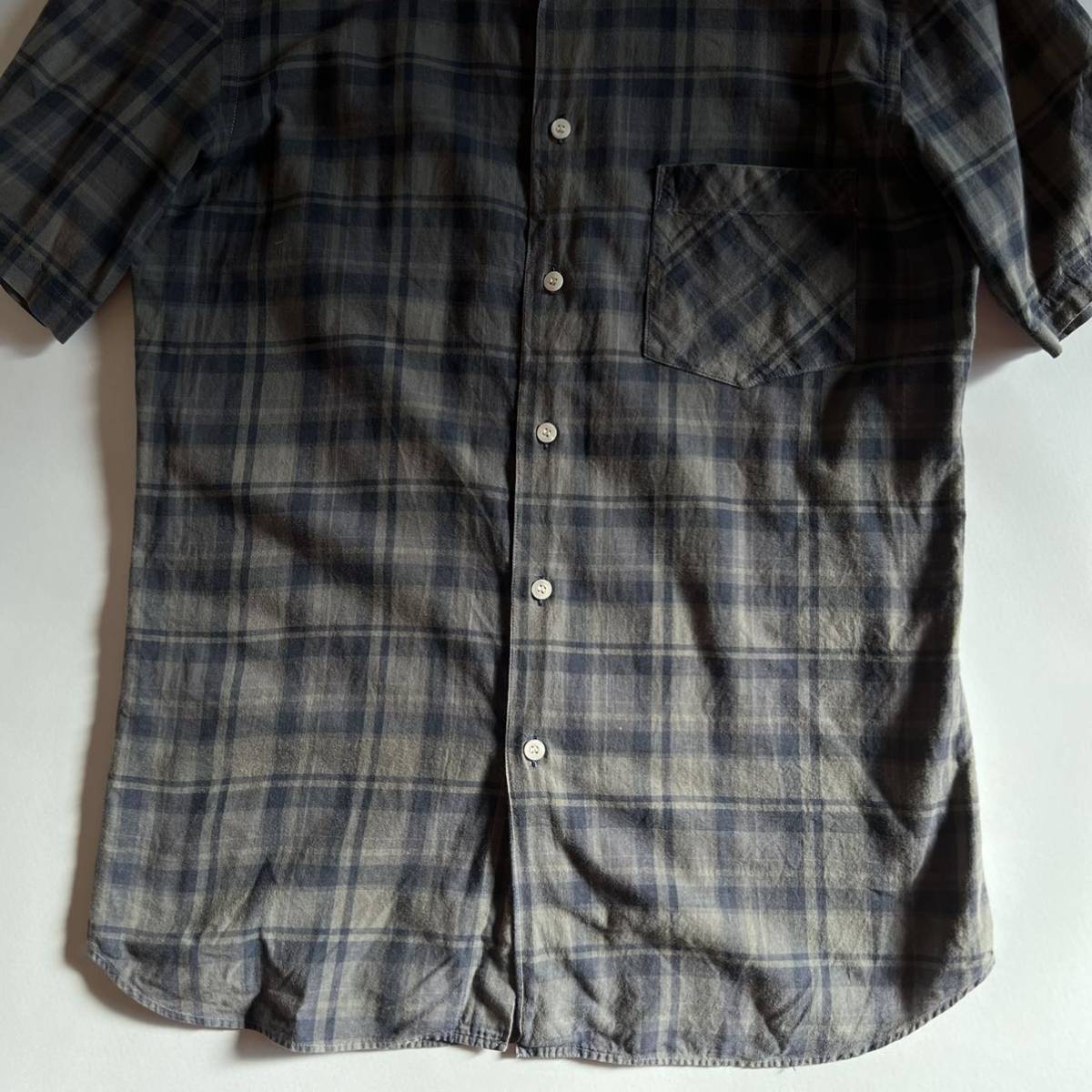 y's for men ワイズフォーメン 半袖シャツ ワークシャツ SHIRT お買得 ヨウジヤマモトy'sチェックシャツ シャツ/ブラウス(七分/長袖)