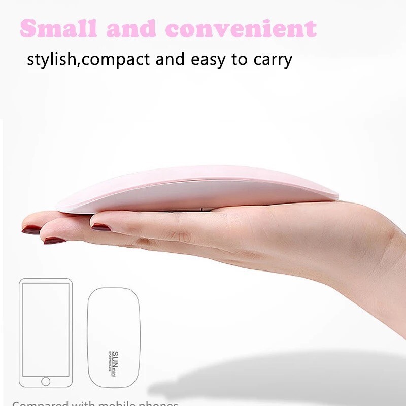 ネイルライト ジェルネイル UV LED ライト 6ｗ ミニ コンパクト 薄型 軽量 パワフル 硬化 携帯 出張 持ち運び便利 USB給電　ピンク