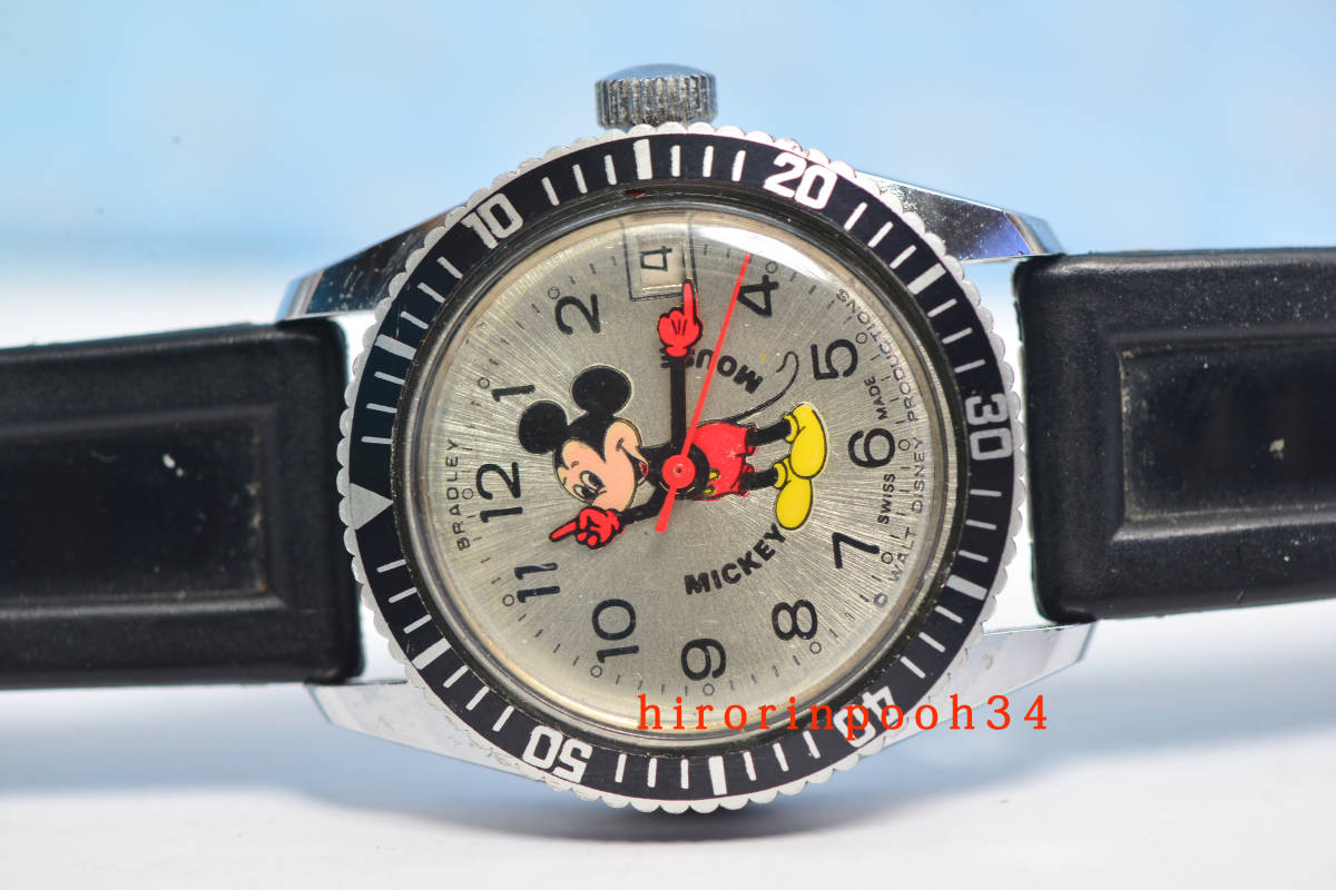 ヴィンテージ　 美品　ＢＲＡＤＬＥＹ　ミッキーマウス 手巻腕時計　『スポーツマン』　SWISS　OH済み　ブラッドレイ_画像3