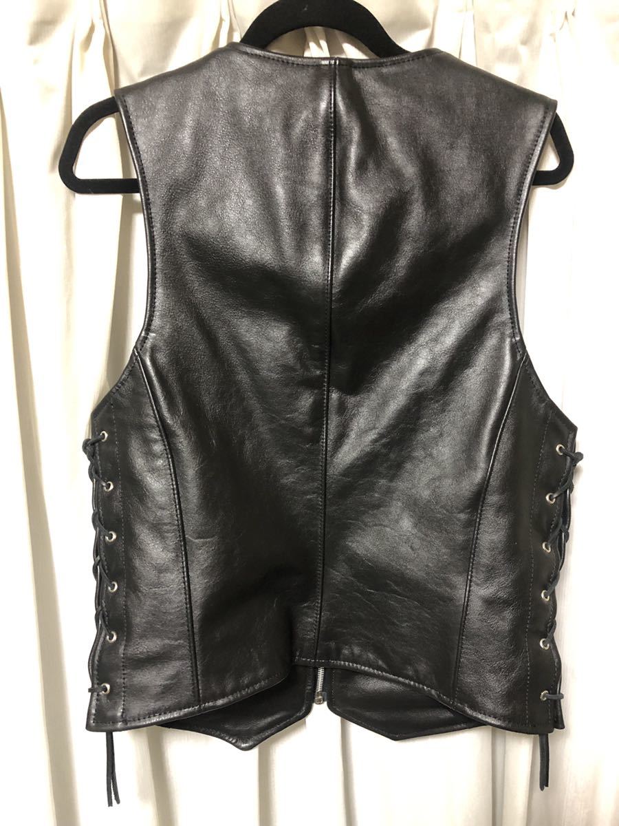 します】 ヤフオク! - VANSON レザーベスト 38 けてた