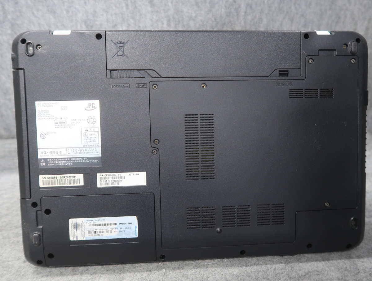 富士通 LIFEBOOK AH42/G Pentium B960 2.2GHz 4GB DVDスーパーマルチ ノート ジャンク N43318_画像5
