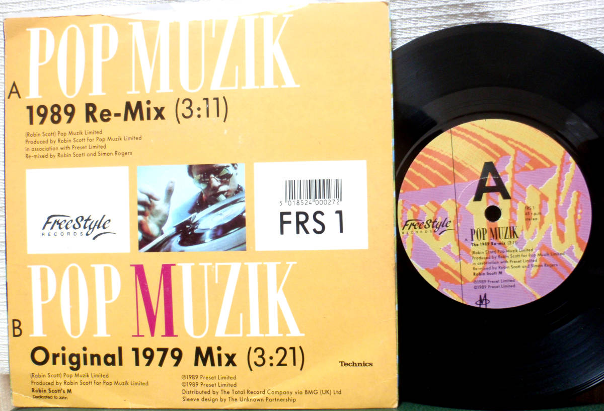 試聴 UK盤 1989 Re-Mix 7inch. M / POP MUZIK □シンセ・ディスコ disco テクノ house エレクトロ New Wave ロンドンナイト_画像2