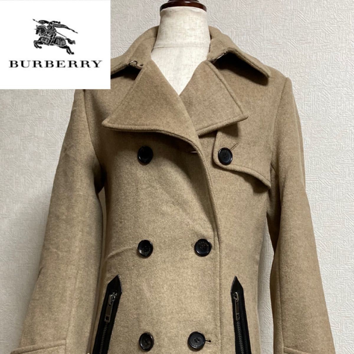 国内正規品 BURBERRY バーバリー カシミヤ混 羊毛 ウールコート カシミヤコート ダブルコート 38 ベージュノバチェック