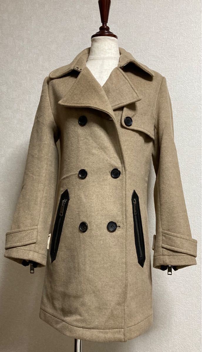 国内正規品 BURBERRY バーバリー カシミヤ混 羊毛 ウールコート カシミヤコート ダブルコート 38 ベージュノバチェック