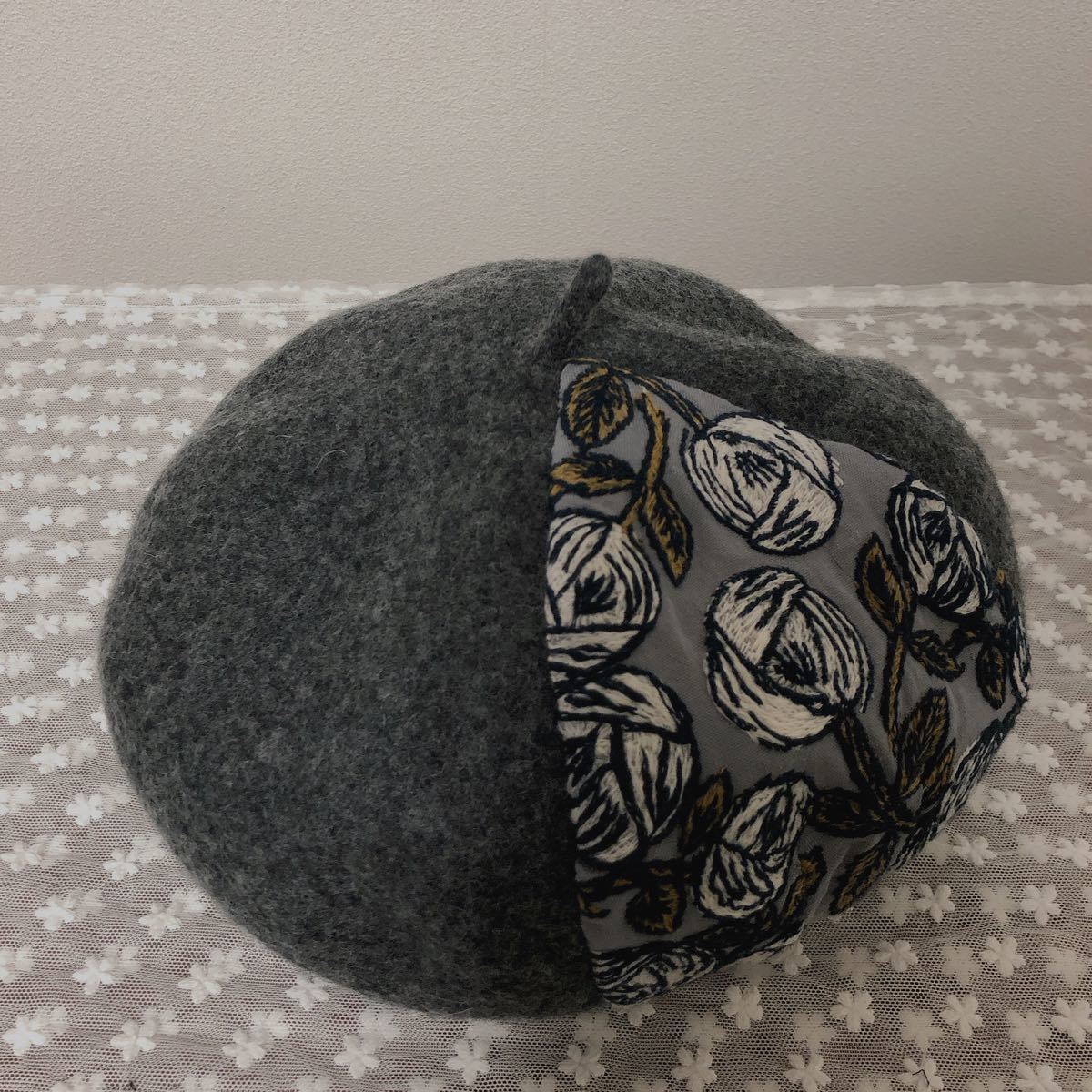 ミナペルホネンベレー帽 ハンドメイドrosy gray 帽子