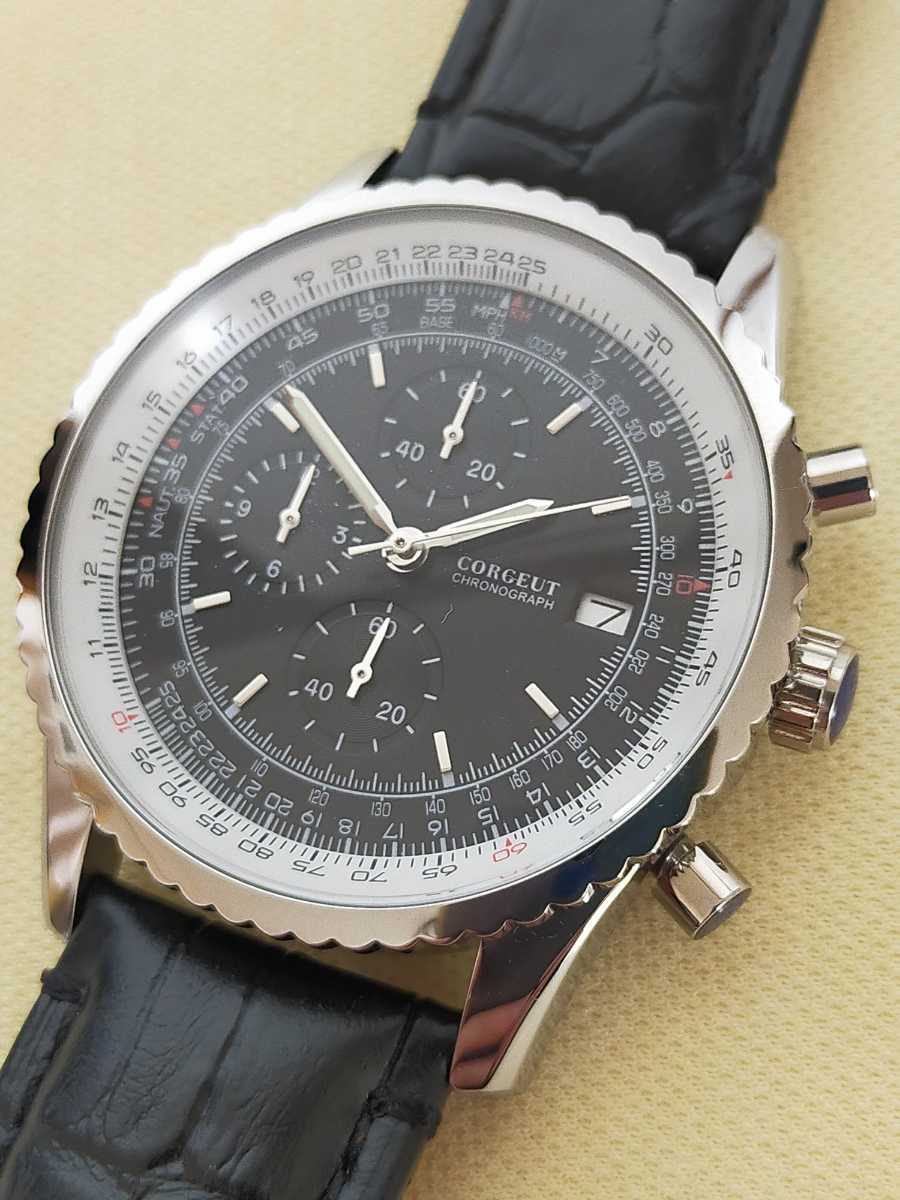 白木/黒塗り 【vk67クロノ搭載!!新品】 corgeut パイロットウォッチ