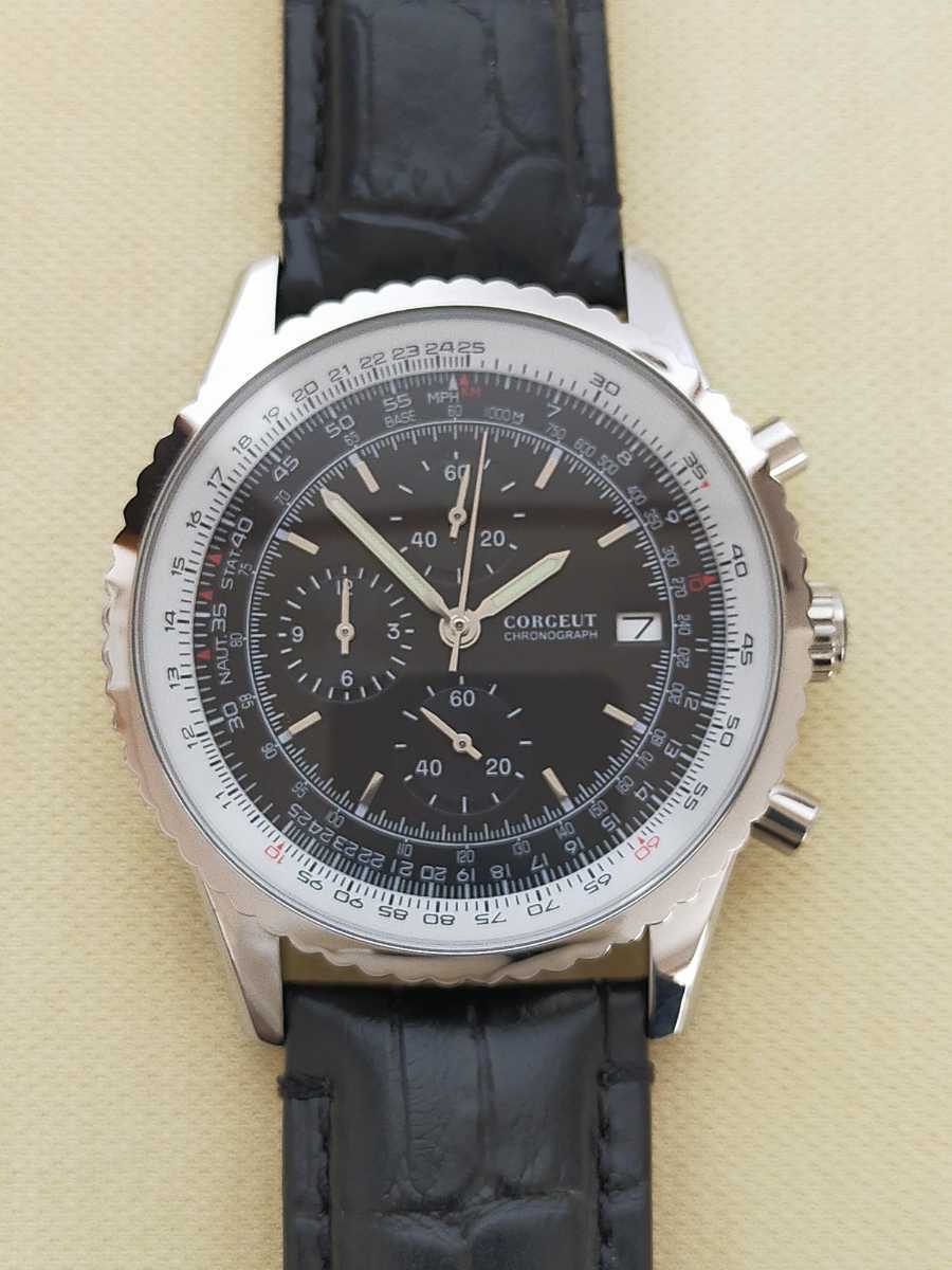 白木/黒塗り 【vk67クロノ搭載!!新品】 corgeut パイロットウォッチ