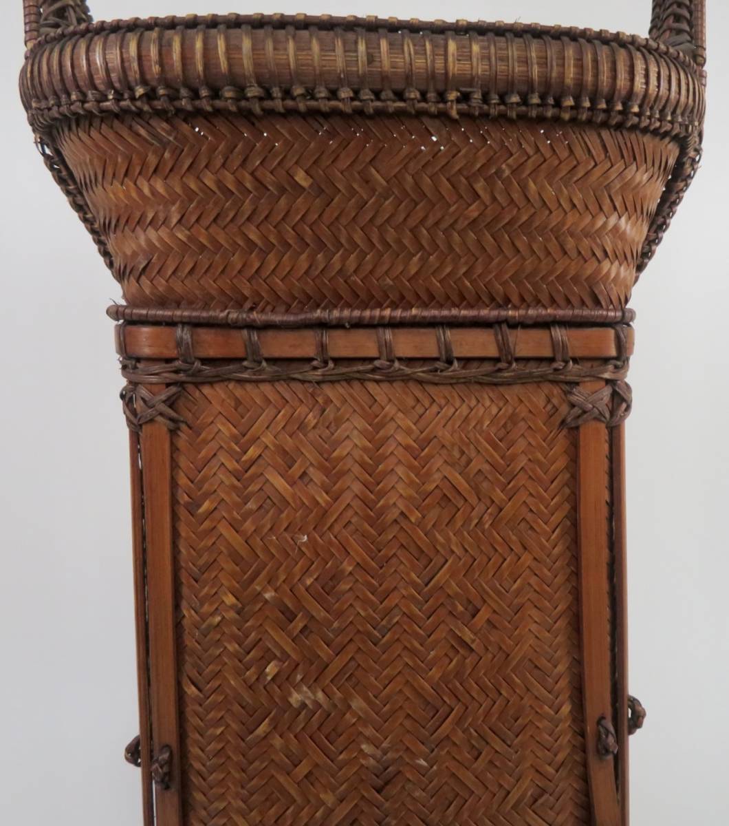 古美術品 時代物 唐物 古竹製 手付花籠 花入 花器 古民具 華道具 