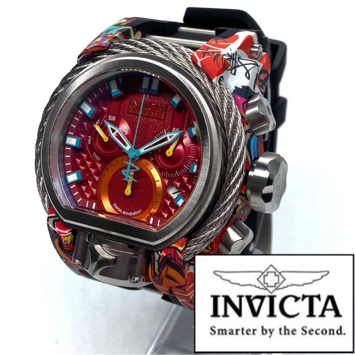 【定価26万円！】★激レア! ●デカ重! インビクタ INVICTA ボルト ゼウス マグナム メンズ 腕時計 クォーツ クロノグラフ レッド 即納品