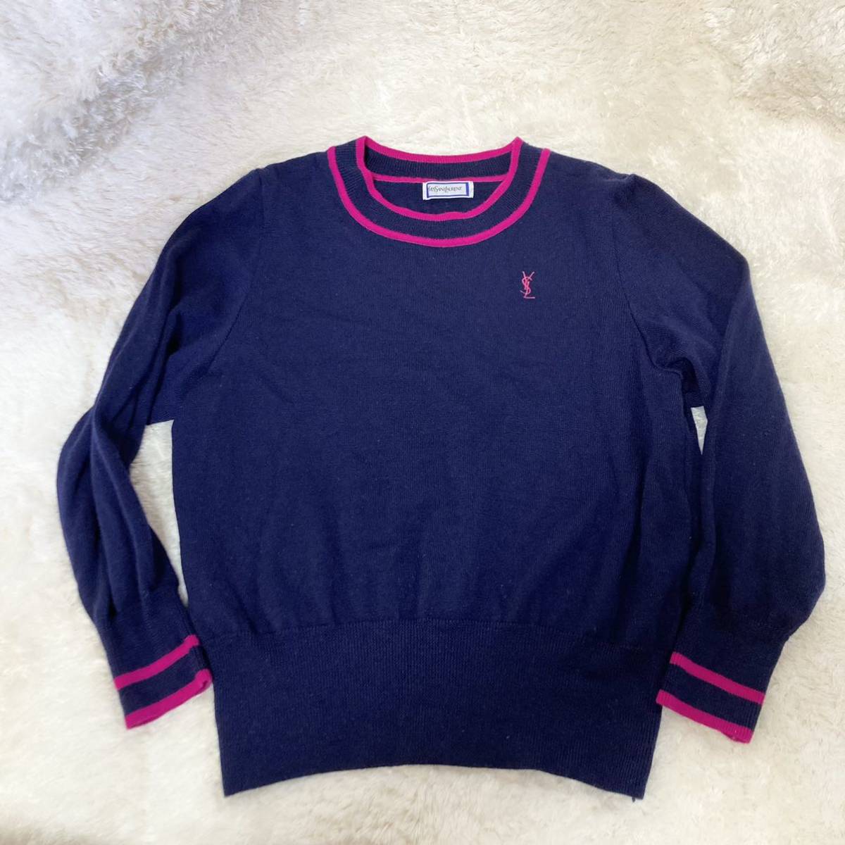◎YVES SAINT LAURENT◎イヴ・サンローラン ピンク ロゴニット