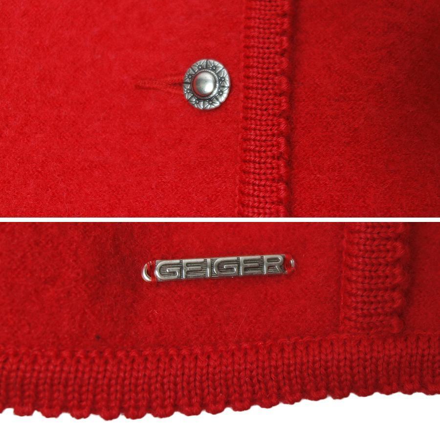 GEIGER ウールジャケット レディース Mサイズ位 チロルジャケット 赤 民族衣装 オーストリア 古着 アウター 防寒 カーディガン_画像3