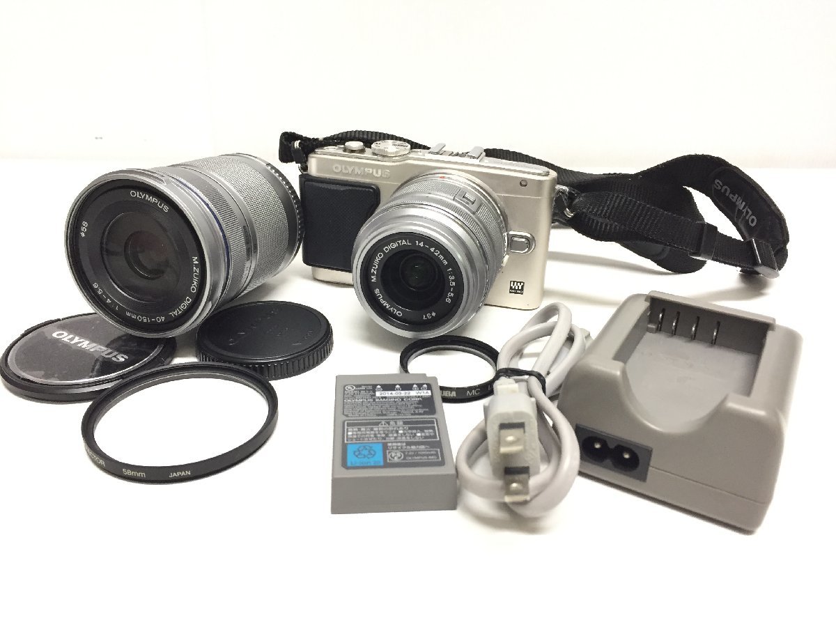 OLYMPUS PEN Lite E-PL6 ダブルズームキット ミラーレス一眼カメラ 有効1605万画素 マイクロフォーサーズマウント 1円