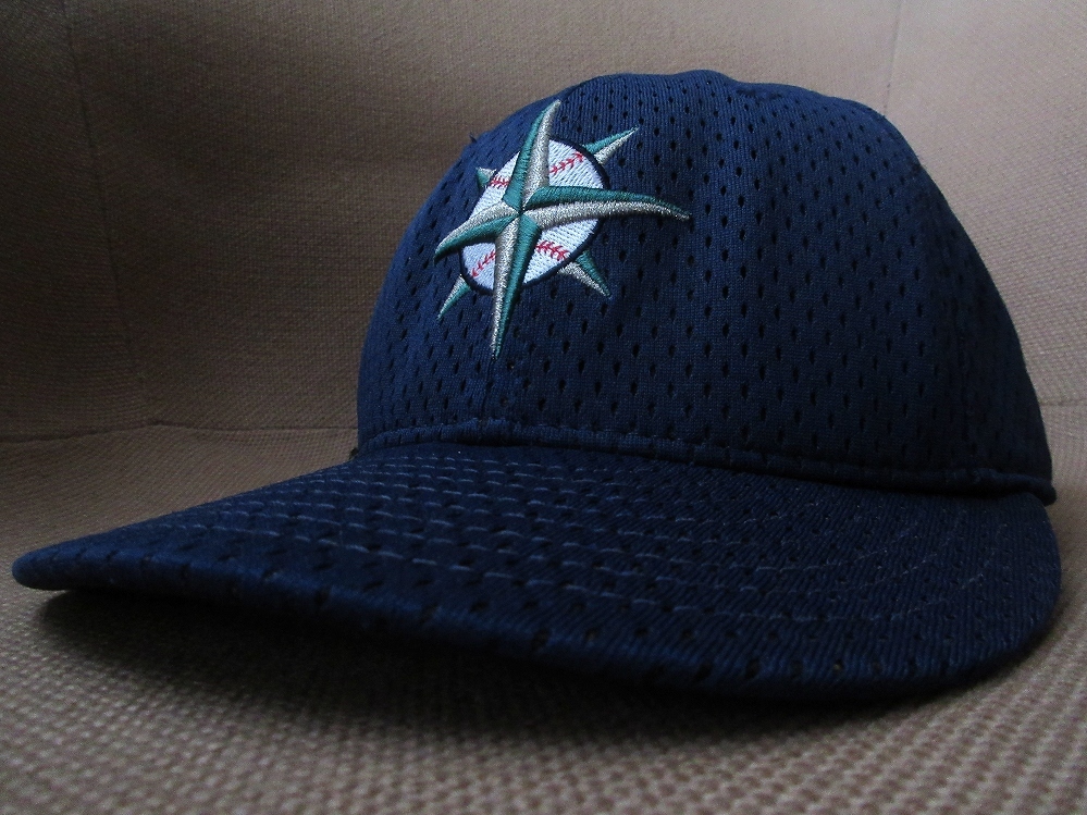 90's 00's USA製 シアトル マリナーズ NEW ERA ロゴ 刺繍 メッシュ ベースボール キャップCAPイチロー Seattle Mariners NEWERA鈴木一朗MLB_ロゴ刺繍・表メッシュ生地・キャップ