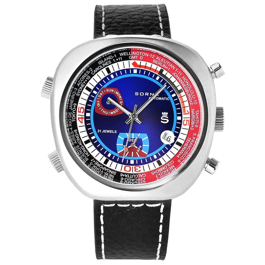 SORNA ソルナ 自動巻き 腕時計 メンズ 70年代の復刻モデル ビンテージ感のあるデザイン 品番:T23766-BLUEの画像2