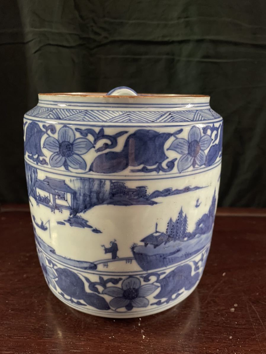 昭阿弥染付水指煎茶道具清風与平造煎茶碗青花宝瓶急須鉄瓶京焼木米竹泉