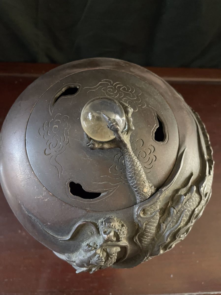 戦前戦後 時代 鋳銅 高盛 浮彫細密 高岡銅器 名工 米田秀保 蝋型唐銅