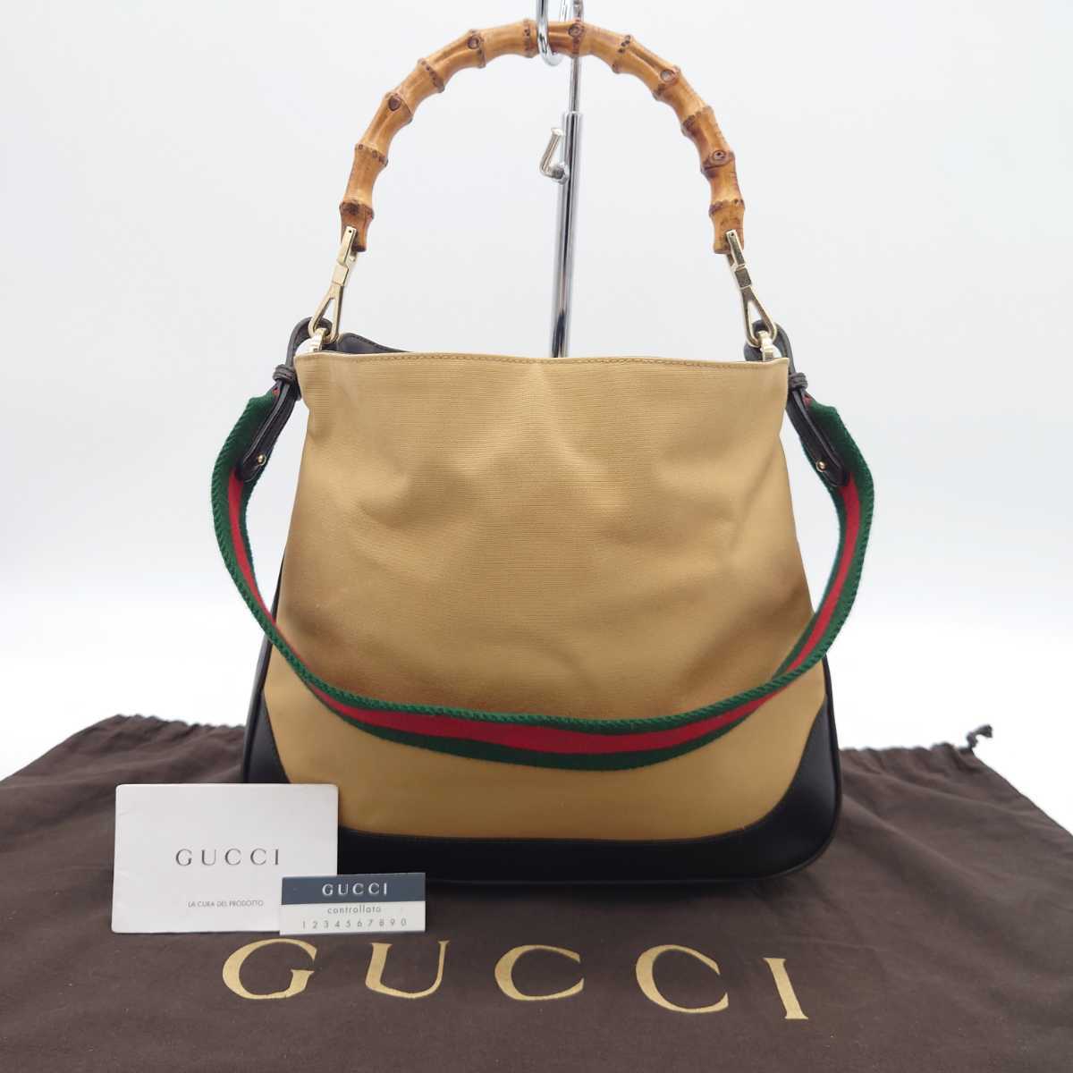 GUCCI グッチ トートバッグ 2way シェリーライン キャンバス バンブー-