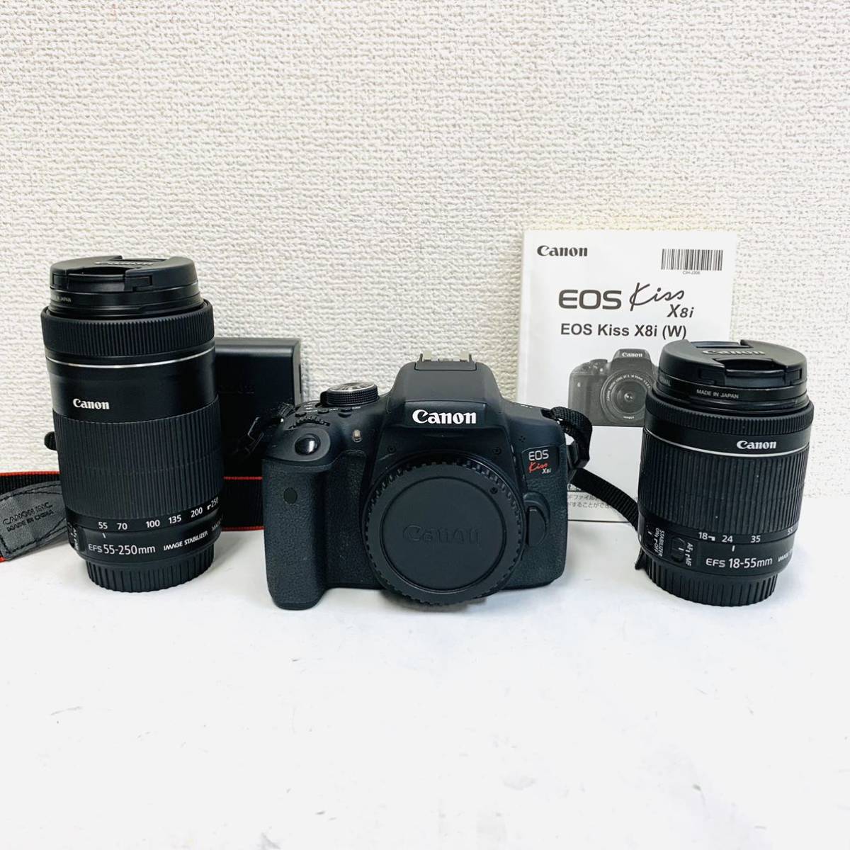動作良好】Canon EOS Kiss X8i ダブルズームキット 18-55 55-250 一眼
