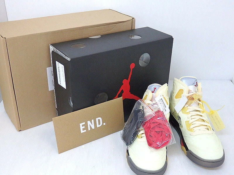 未使用品!! NIKE×OFF WHITE/DH8565-100/JORDAN 5 RETRO SP OFF-WHITE/サイズ:US10 28cm/sail fire red midium-black/2020年製_画像1