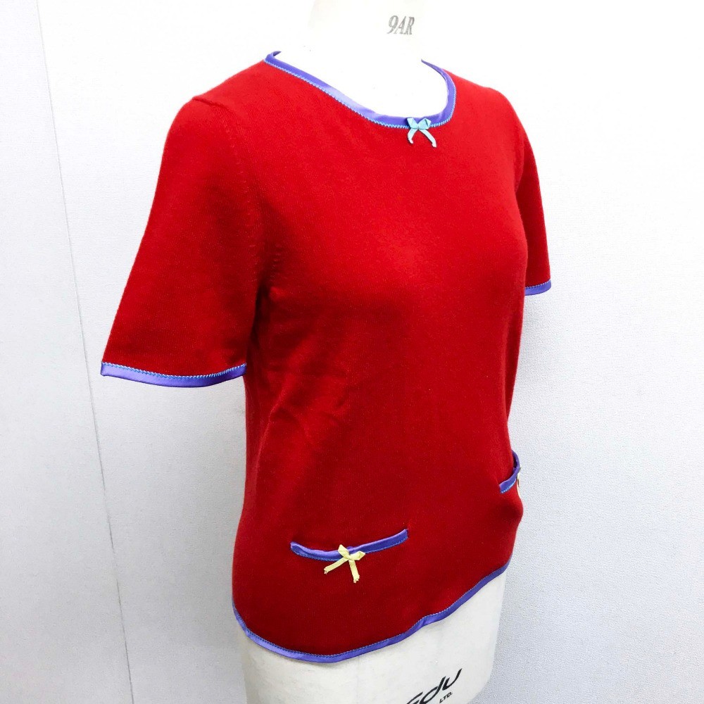  unused GUCCI Gucci 501400 tops cut and sewn ribbon short sleeves T-shirt short sleeves T-shirt cashmere lady's 