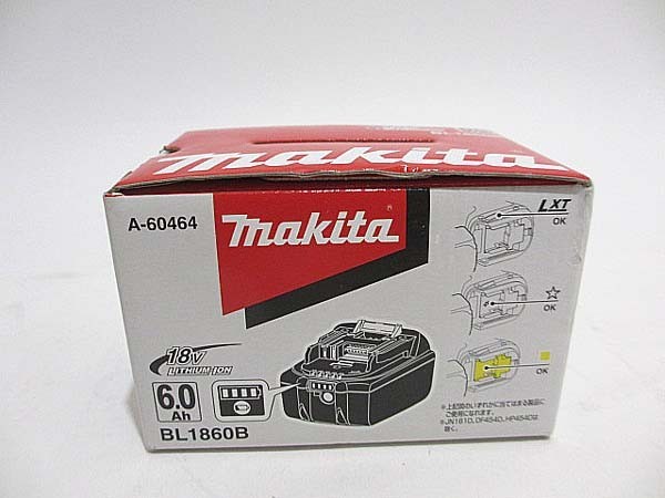 新品 makita マキタ 純正 18Vリチウムイオンバッテリー BL1860B 6.0Ah