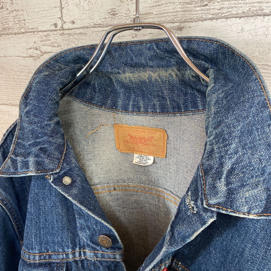70's 71205 46 リーバイス ヴィンテージ デニムジャケット USA製 Levi''s 70505 ロング丈タイプ ビッグサイズ 状態◯