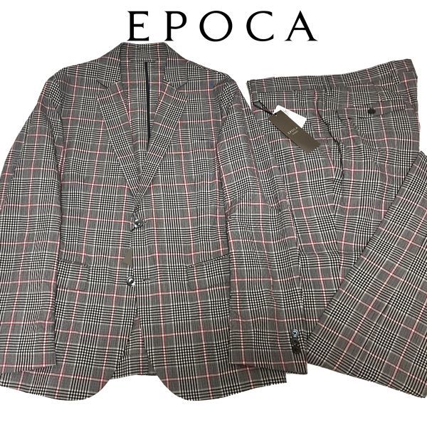 ☆ EP12A6 新品/春夏 12万 伊ANGELICO EPOCA UOMO PRIMA グレンチェック セットアップスーツ エポカ