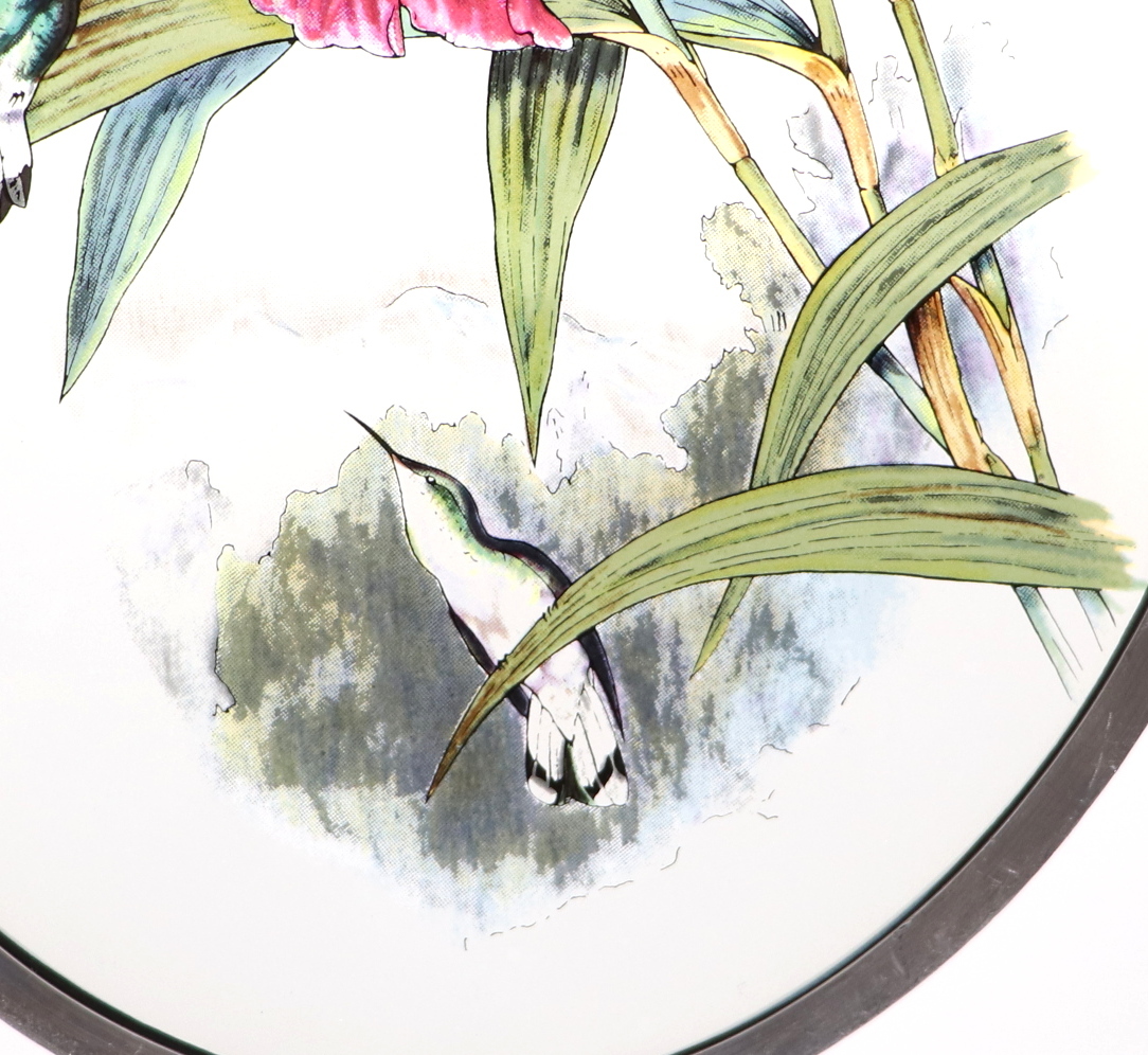 グラスマスターズ社 ヴィンテージ ステンドグラス ハチドリと蘭の花 マリョレイン・バスティン ハミングバード 鳥 フラワー ティファニー_画像3