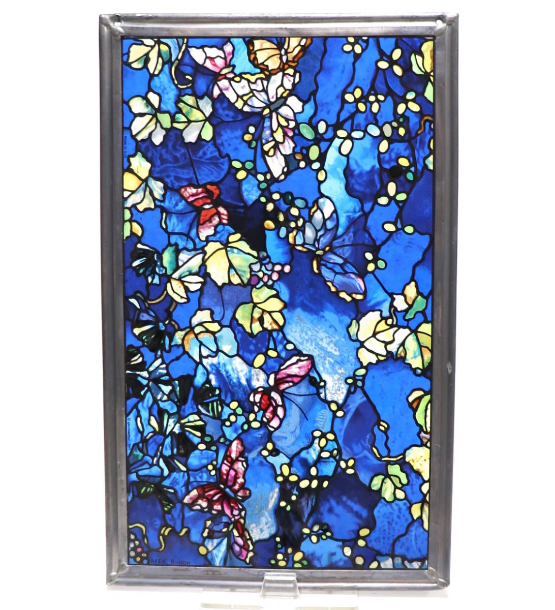 ジョン・ラファージ ヴィンテージ ステンドグラス 大型 蝶々と葉 グラスマスターズ社 ボストン美術館 ニューヨーク ティファニー スタジオ
