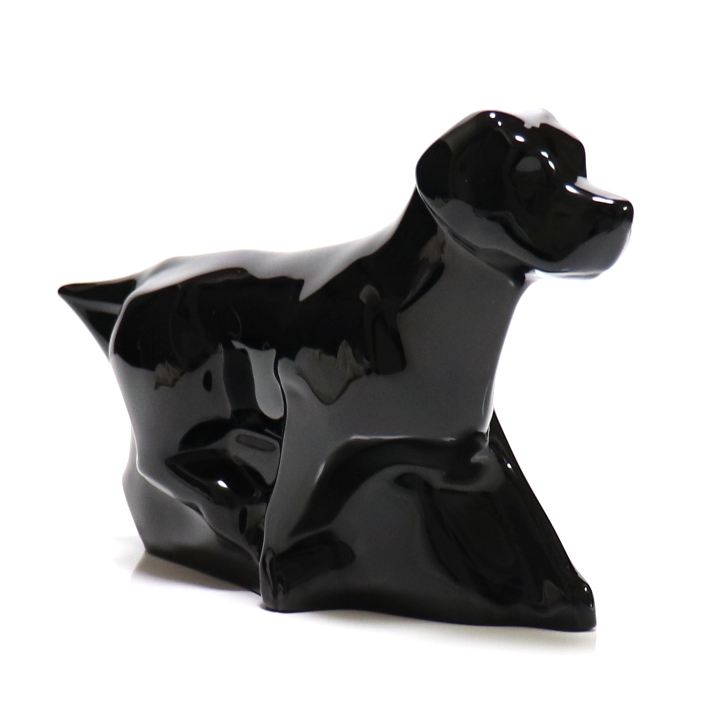 バカラ (BACCARAT) 稀少 大型作品 ブラッククリスタルガラス製 ラブラドール 18.5cm!! 1kg! 犬 フィギュリン 黒 オブジェ 置物 ドッグ 猫の画像4