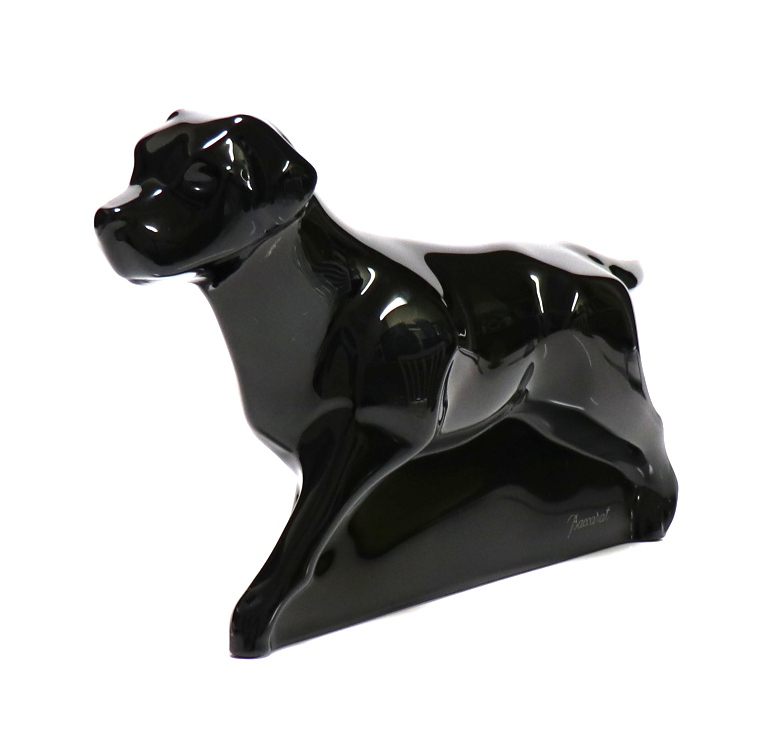 バカラ (BACCARAT) 稀少 大型作品 ブラッククリスタルガラス製 ラブラドール 18.5cm!! 1kg! 犬 フィギュリン 黒 オブジェ 置物 ドッグ 猫の画像2