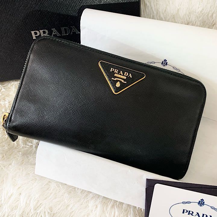 限定品】 PRADA プラダ 長財布 サフィアーノ 黒 レザー NERO