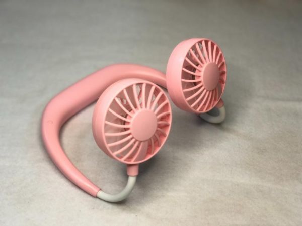 首掛け扇風機 携帯扇風機 usb充電式 折りたたみ式 熱中症対策　ピンク☆_画像7
