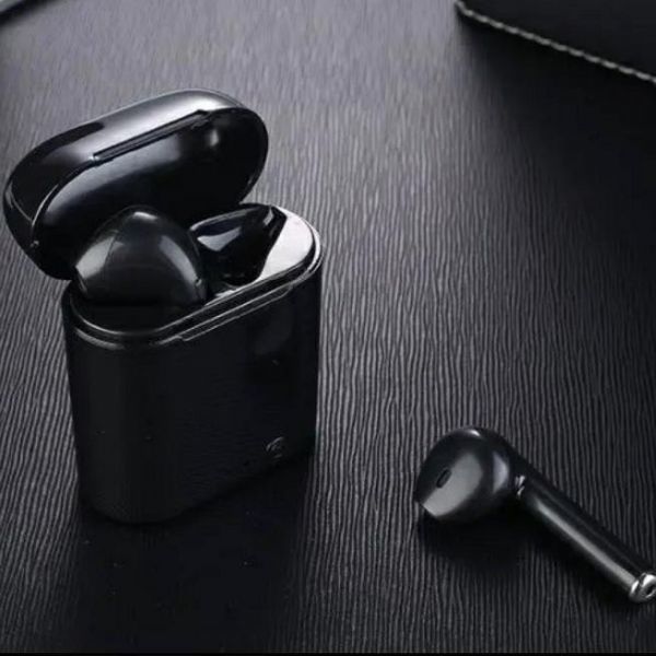 Bluetooth イヤフォン i7S ブラック 充電ケース内蔵 充電ケース付