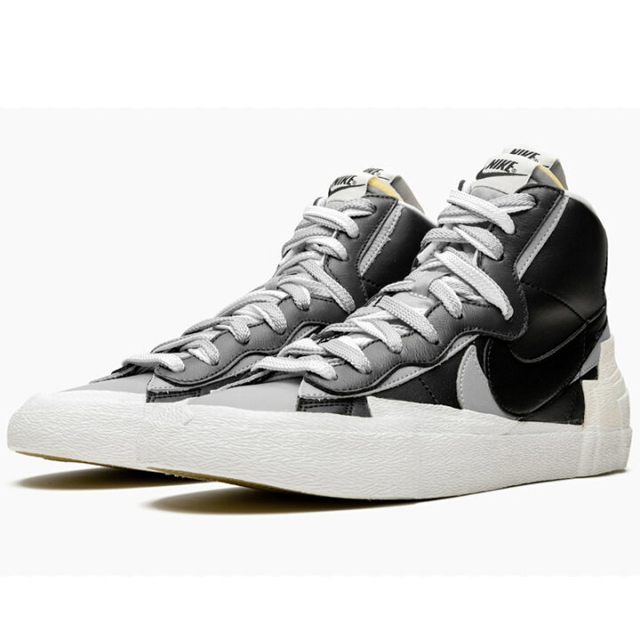 美品 ナイキ NIKE sacai サカイ Blazer Mid ブレザー ミッド スニーカー ハイカット BV0072-002 Black Grey ブラック ウルフグレー_画像1