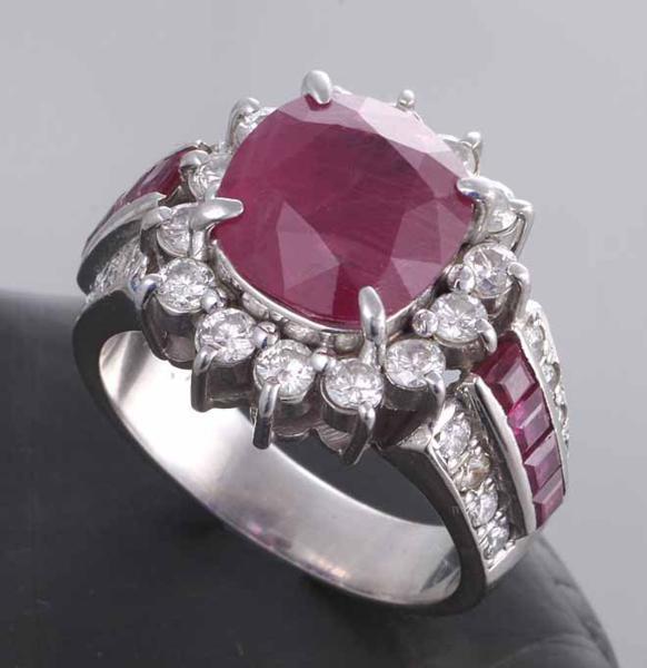 種類豊富な品揃え ☆至高の鑑付ルビー4.47ct+ダイアのPt900製11号弱