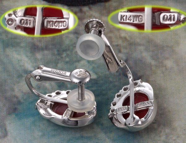 ** deep ...+ dia 0.22ct. k14WG made earrings * total 4.1g/IP-3488