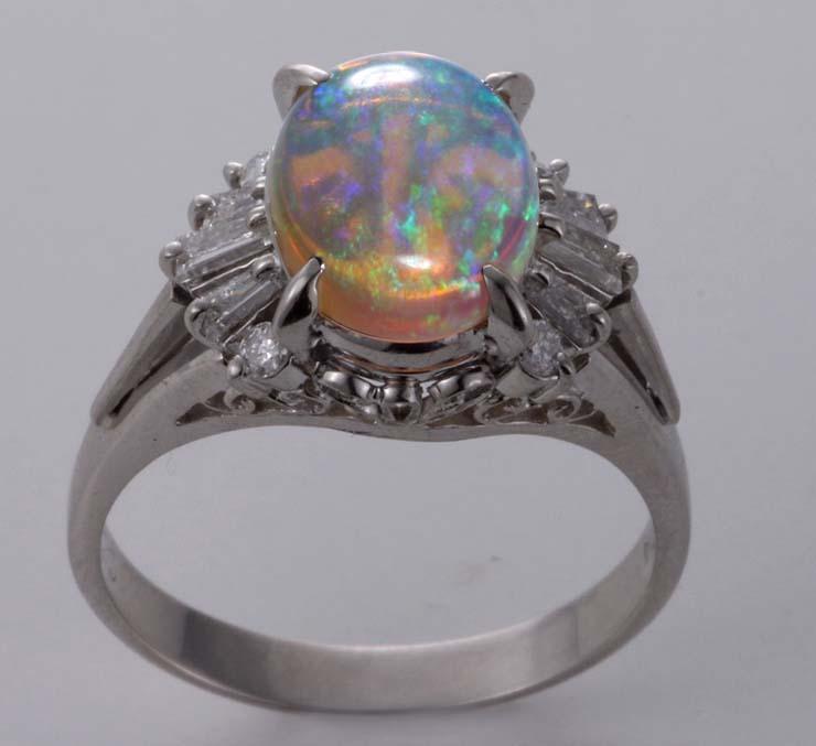 ☆オパール1.42ct+ダイア0.35ctのPt900製11.5号リング・5.7g/IP-5098_画像4