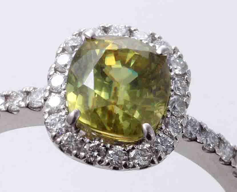 ☆購入価格65万円の天然スフェーン1.71ct+ダイアのPt900製12.5号リング・4.0g/IP-5167_画像5