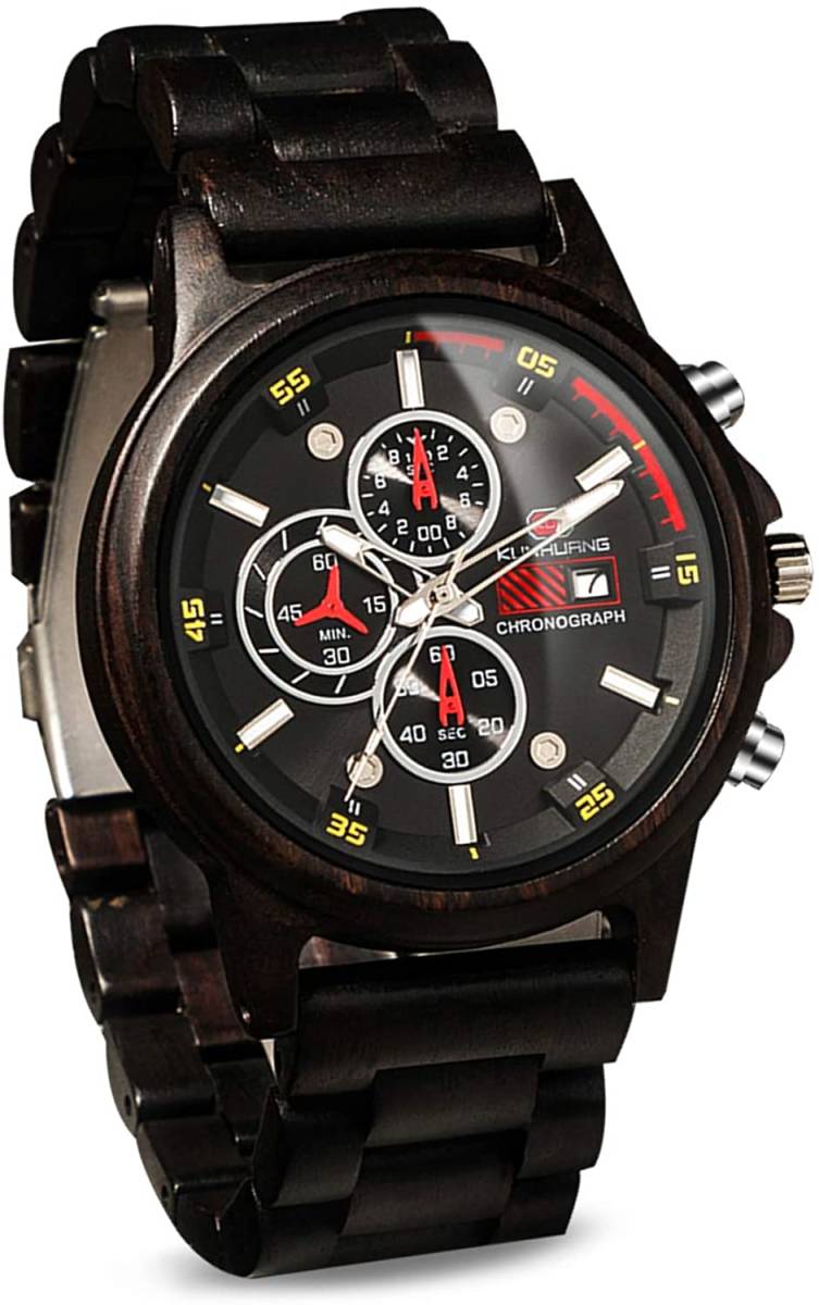 スタイリッシュな 木製腕時計 クオーツ 黒檀 アンティーク メンズ おしゃれ 時計 ウッド クラシック 木製 ビジネス 男性 ウォッチ