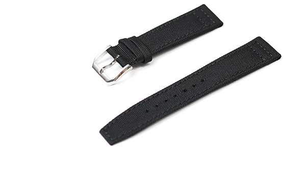 腕時計 ベルト 22mm キャンバス 黒 シルバー バック l004-n-bk-s 【年中無休】 本物保証 レザーバックル ブラック