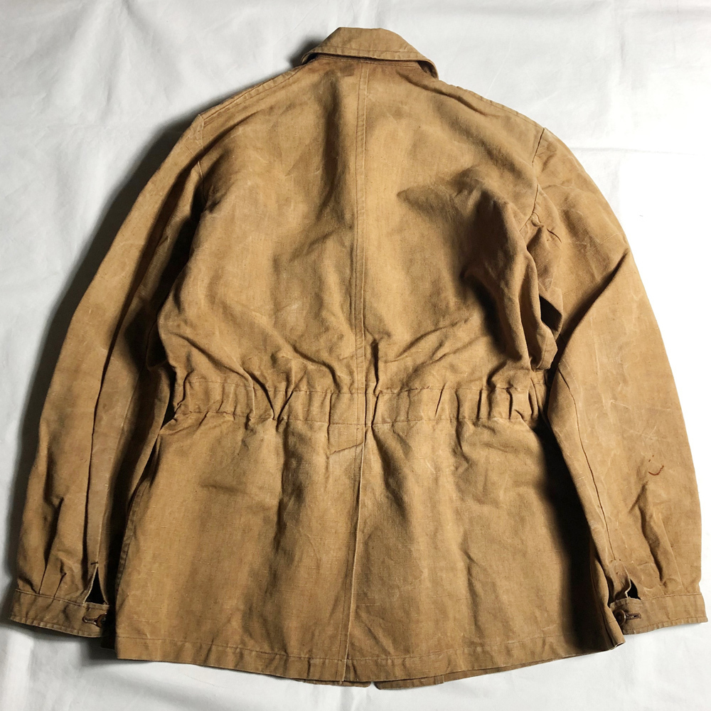 鬼レア! 40's フレンチ リネン ハンティング ジャケット FRENCH LINEN HUNTING JACKET 麻 フランス VINTAGE ヴィンテージ ラペル LAPELEDの画像9