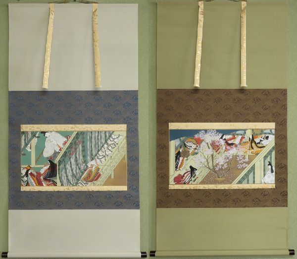 Yahoo!オークション - 版画掛軸 『国宝 源氏物語絵巻写 柏木 Yahoo!オークション - 版画掛軸 『国宝 源氏物語絵巻写 柏木