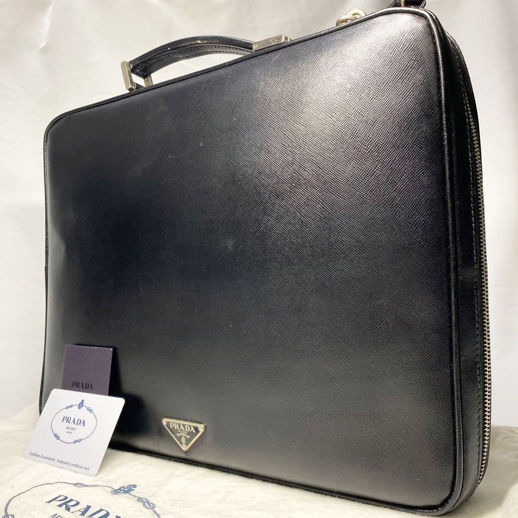 1円〜□極美品☆最高級品□ PRADA プラダ サフィアーノ レザー 三角