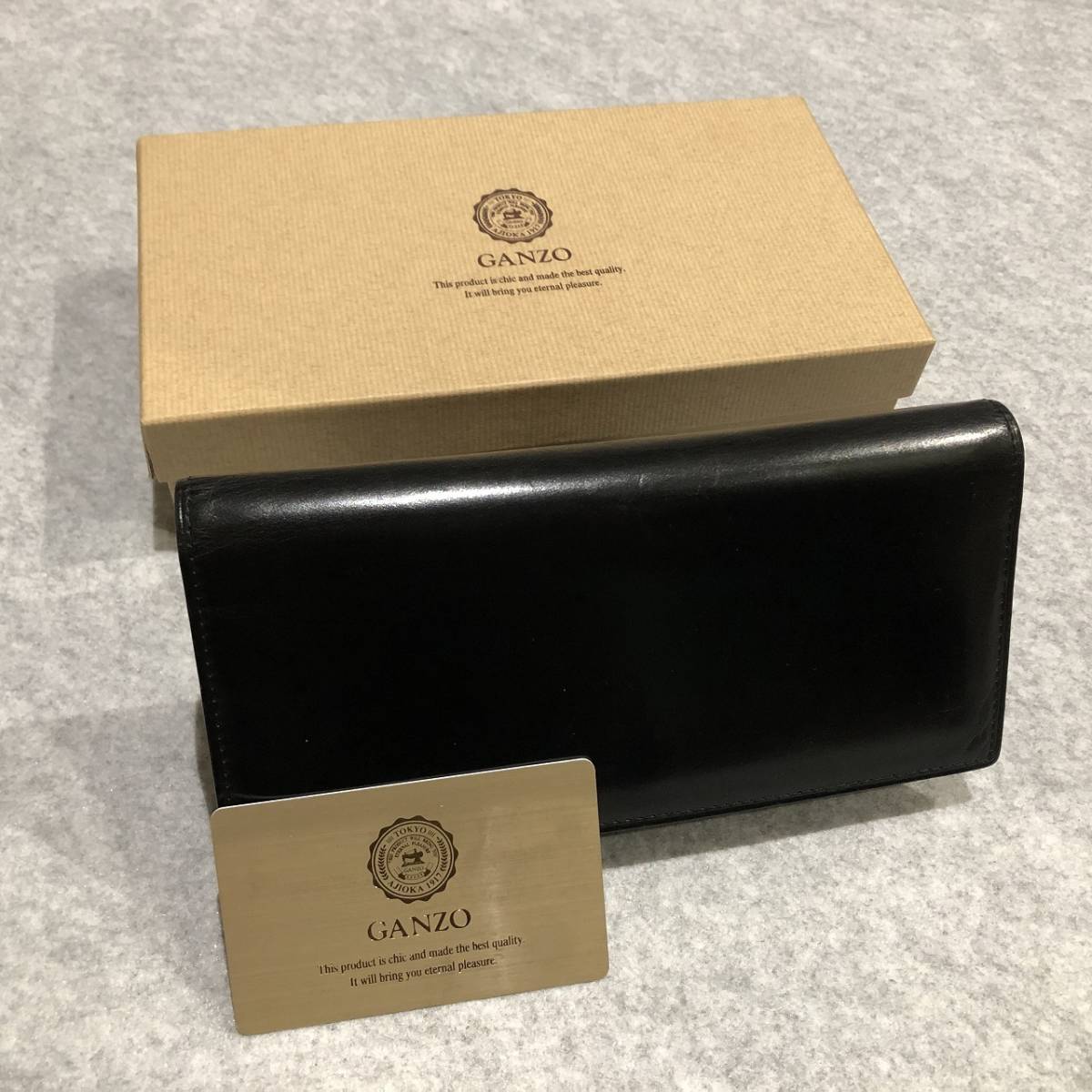 ガンゾのシンブライドル ファスナー小銭入れ付き長財布・ブラック(黒